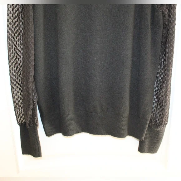 Marled black turtleneck with sheer sleeves (women’s XL) (NWT) - Picture 3 of 9